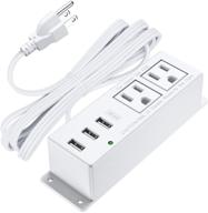 🔌 white wall mount power outlet strip with 3a usb, mountable power strip featuring 2 ac outlets and 3 usb ports, under desk mount power outlet strip with 6.56ft cord logo