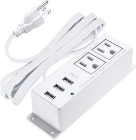 img 4 attached to 🔌 White Wall Mount Power Outlet Strip with 3A USB, Mountable Power Strip featuring 2 AC Outlets and 3 USB Ports, Under Desk Mount Power Outlet Strip with 6.56ft Cord