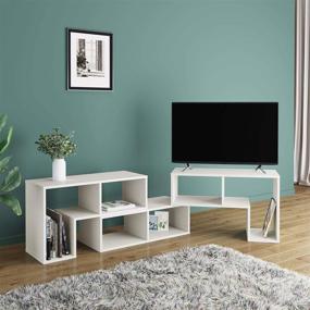 img 2 attached to 📺 DEVAISE Wood TV Stand with Adjustable Console Table and Storage for 32-65 Inch TVs - Modern Entertainment Center for Living Room