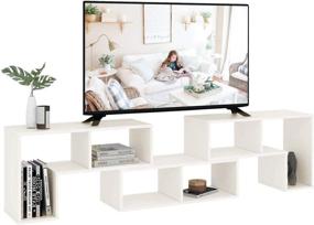 img 4 attached to 📺 DEVAISE Wood TV Stand with Adjustable Console Table and Storage for 32-65 Inch TVs - Modern Entertainment Center for Living Room