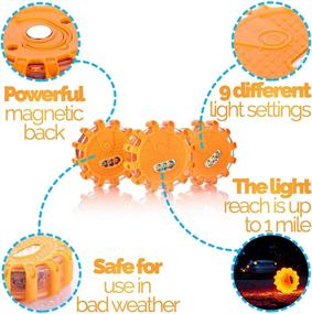 img 3 attached to 🚗 Enhanced Road Safety Kit: Emergency LED Road Flares for Cars - Magnetic Flashing Beacon Discs, Hammer, Gloves - 3 Pack