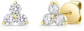 img 3 attached to 💎 VALLE 3 Pairs Hypoallergenic Cubic Zirconia Brass CZ Stud Earrings Set for Women and Girls