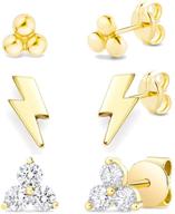 💎 valle 3 pairs hypoallergenic cubic zirconia brass cz stud earrings set for women and girls logo