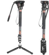 📷 cayer cf34 carbon fiber camer monopod kit - 71 inch professional telescopic video monopods with fluid head and folding base - ideal for dslr video cameras camcorders, includes extra sliding plate logo