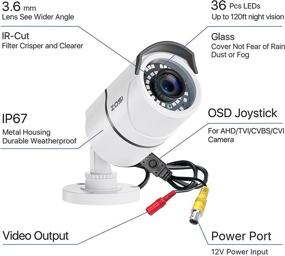 img 3 attached to ZOSI 1080p 2.0MP 4-in-1 Indoor Outdoor Surveillance Bullet Camera - TVI/CVI/AHD/CVBS, 120ft Night Vision, Aluminum Metal Housing, Compatible with 960H, 720P, 1080P, 5MP, 4K Analog CCTV DVR (White)