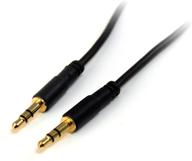startech.com slim 3 ft 3.5mm audio cable m/m - aux cable for headphones - male to male audio cord - aux cable - black (mu3mms) logo