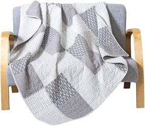 img 4 attached to Soul & Lane in The Mist – 🛏️ 50x60 Cotton Patchwork Bedding Quilted Throw for Couch and Bed