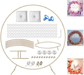 img 4 attached to 🎈 Золотой круглый арочный стенд для шаров: IDAODAN 7.2 фута (2,2 м) комплект металлической арки для шаров, декорация для заднего плана под красивые растения и лозы - идеально подходит для свадьбы, дня рождения, вечеринки для будущей мамы и других праздничных мероприятий
