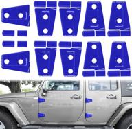🔵 laikou 10pcs door hinge covers trim protector kit for 07-18 jeep wrangler jk jku saharas, rubicons, sports & unlimited 2-door & 4-door (blue) logo