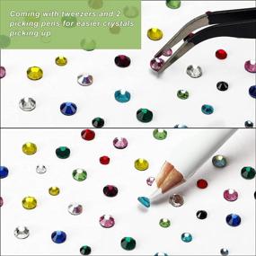 img 1 attached to 💎 5400pcs Hotfix Rhinestones Flatback Gemstones and Crystals Set - 12 Colorful Rhinestones for Crafts, Clothes | Includes Tweezers and 2 Picking Pens | Outuxed