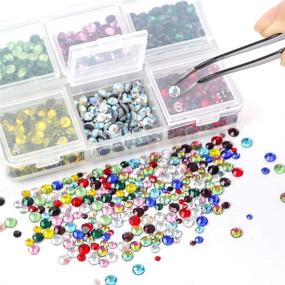 img 2 attached to 💎 5400pcs Hotfix Rhinestones Flatback Gemstones and Crystals Set - 12 Colorful Rhinestones for Crafts, Clothes | Includes Tweezers and 2 Picking Pens | Outuxed