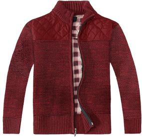 img 1 attached to 🧥 Gioberti Boy's Full Zip Cardigan Sweater with Brushed Flannel Lining - Knitted Comfort for Young Gentlemen