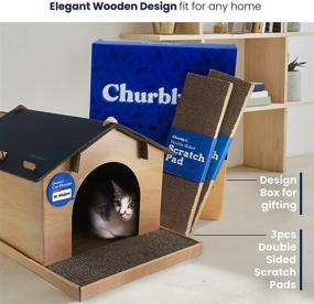 img 2 attached to 🐱 Churbly's Cat House and Scratcher for Indoor Cats - Durable Cardboard Hideaway Shelter with Triple-Sided Scratching Pads