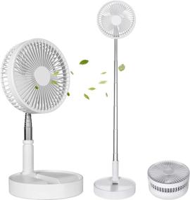 img 4 attached to 🌬️ Portable Desk and Table Fan: Foldable Standing Fan with Telescopic Pedestal, Ultra-Quiet, 4-Speed Settings, Perfect for Bedroom, Office, Fishing, Camping - 7200mAh Battery
