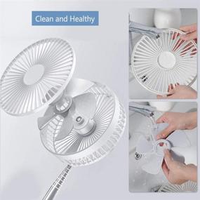 img 2 attached to 🌬️ Portable Desk and Table Fan: Foldable Standing Fan with Telescopic Pedestal, Ultra-Quiet, 4-Speed Settings, Perfect for Bedroom, Office, Fishing, Camping - 7200mAh Battery