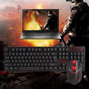 img 1 attached to 🎮 Wireless Gaming Keyboard and Mouse Combo - 104 Key USB, Adjustable DPI for PC/Laptop/Computer