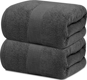 img 4 attached to 🛀 High-Quality Cotton Bath Sheet Towels, 35x70, Pack of 2, Grey by Resort Collection