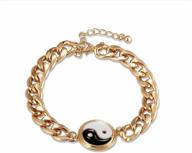 🔗 yinyang gold cuban link bracelet for men women | cuban link chain bracelet for women, girls, and men | gold plated bracelets and iced out jewelry gift logo