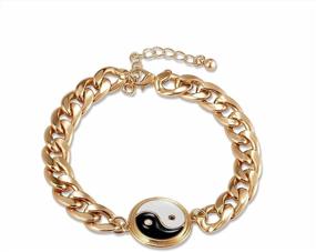 img 4 attached to 🔗 Yinyang Gold Cuban Link Bracelet for Men Women | Cuban Link Chain Bracelet for Women, Girls, and Men | Gold Plated Bracelets and Iced Out Jewelry Gift