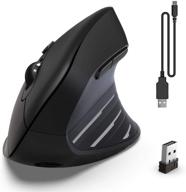 🖱️ iclever vertical mouse - chargable ergonomic wireless mouse with adjustable dpi - comfortable 2.4g optical ergo mouse for laptop, computer, desktop - black logo