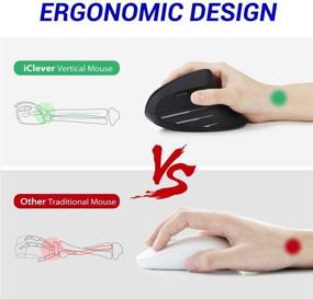 img 3 attached to 🖱️ iClever Vertical Mouse - Chargable Ergonomic Wireless Mouse with Adjustable DPI - Comfortable 2.4G Optical Ergo Mouse for Laptop, Computer, Desktop - Black