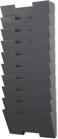 img 4 attached to 📚 Wider Than Letter Size 13 Inch Gray Wall Mount Vertical File Organizer Rack - 10 Sectional Modular Design for Multi-Purpose Organization, Displaying Magazines, Sorting Files and Folders