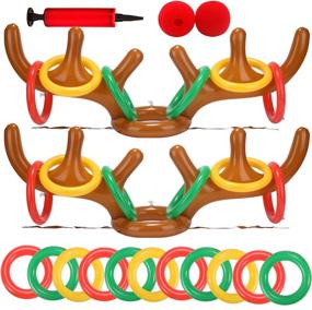 img 4 attached to 🦌 Dokeawo Christmas Games: Inflatable Reindeer Antler Ring Toss - Fun Kids Party Supplies & Stocking Stuffers