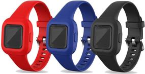 img 4 attached to Bands Compatible with Garmin Vivofit jr 3 - Replacement Silicone Wristbands for Kids (Red, Black, Dark Blue)