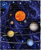 🌟 full/queen size solar system fleece blanket, 75"x90", ultra soft logo