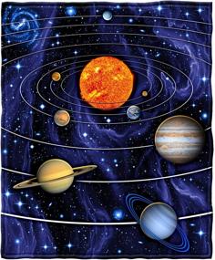 img 3 attached to 🌟 Full/Queen Size Solar System Fleece Blanket, 75"x90", Ultra Soft