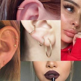 img 1 attached to Sleeper Cartilage Tiny Small Hoop Earrings for Women: 925 Sterling Silver Nose Ring Helix Tragus Piercings Endless Hoops