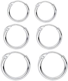 img 3 attached to Sleeper Cartilage Tiny Small Hoop Earrings for Women: 925 Sterling Silver Nose Ring Helix Tragus Piercings Endless Hoops