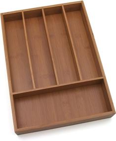 img 2 attached to 🎍 Bamboo Wood Flatware Organizer by Lipper International - 5 Compartment, 10.375 x 14.25 x 2 inches