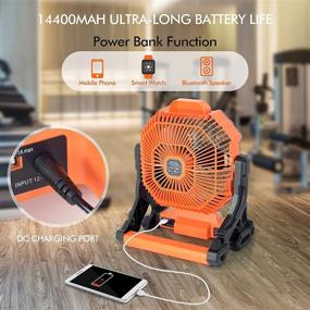 img 1 attached to 🌬️ Ultimate Portability: Rechargeable Cordless Fan for Jobsite & Industrial Use - OTYTY 14400mAh Battery Operated Fan with LED Light, 3500CFM Strong Airflow, 270° Adjustable, Quiet & Powerful!