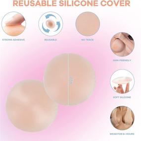 img 1 attached to 👙 Breast Tape for A-E Cup Large Breast – BearKig's Breathable Push Up Tape, Waterproof & Sweatproof Body Tape for Breast Lift, Along with Reusable Soft Silicone Covers