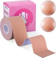 👙 breast tape for a-e cup large breast – bearkig's breathable push up tape, waterproof & sweatproof body tape for breast lift, along with reusable soft silicone covers логотип