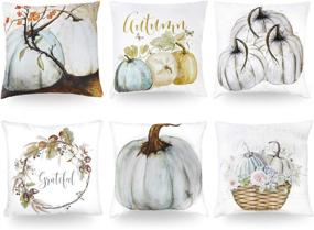 img 4 attached to 🍂 Menoly 6PCS Fall Pillow Covers: 18x18 Inches Thanksgiving Autumn Decorations + Pumpkin Pillow Cases - Perfect Cushion Couch Covers for Fall, Halloween, and Thanksgiving Day