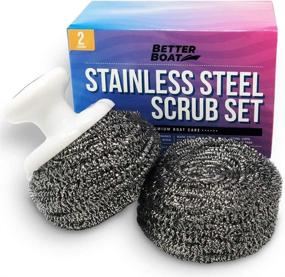 img 4 attached to 🧽 Premium Stainless Steel Scrub Set: Marine Grade Scouring Pads & Brush Handle - Ideal for Refinishing Wood Furniture and Boat Teak Decks