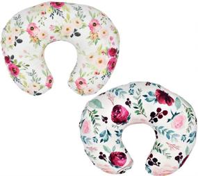 img 4 attached to 🌸 Floral Nursing Pillow Cover Slipcover 2-Pack - Soft and Stretchy Breastfeeding Pillow Cover for Girls (Floral Pattern)