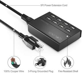 img 2 attached to QOLIXM USB-зарядное устройство для планшетов и нескольких USB-устройств - 8 портовая станция зарядки (50 Вт/10 А)