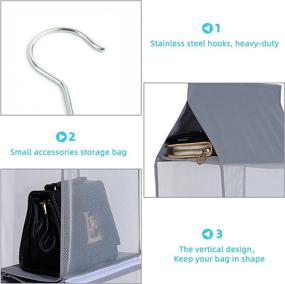img 1 attached to 👜 KEEPJOY Detachable Hanging Handbag Purse Organizer for Closet, Storage Holder with 4 Shelves Space Saving System (Pack of 2 Grey)