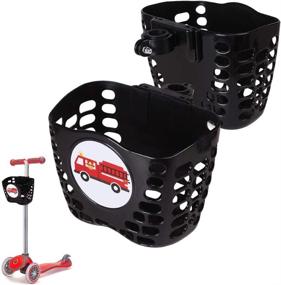 img 4 attached to 🛴 MINI-FACTORY Kid's Scooter Basket: Cute Cartoon Pattern, Black Front Carrying Basket for Boys