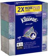 kleenex ultra soft &amp; strong facial tissues: 3 pack with 120 tissues per flat box logo