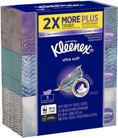 img 4 attached to Kleenex Ultra Soft &amp; Strong Facial Tissues: 3 Pack with 120 Tissues per Flat Box