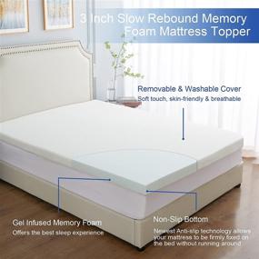 img 2 attached to 🛏️ Queen Size Bed Topper - Cooling Gel-Infused Memory Foam Mattress Topper Pad, 3 Inch Thickness, Soft with Removable Washable Cover - Oeko-Tex Certified Foam