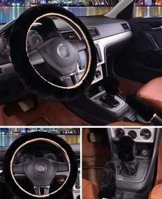img 1 attached to 🚗 Black Plush Non-Slip Car Decoration Steering Wheel Handbrake Gear Shift Cover - Cdycam New