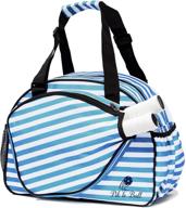 🥒 pik'le'ball premium pickleball bag for women. the original tote for pickleball. with water bottle holder, racquet/paddle case, accommodates multiple paddles. ideal athletic sling bag in pink/blue. логотип