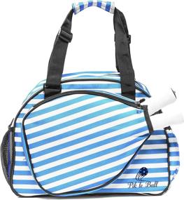 img 3 attached to 🥒 Pik'le'Ball Premium Pickleball Bag for Women. The Original Tote for Pickleball. With Water Bottle Holder, Racquet/Paddle Case, Accommodates Multiple Paddles. Ideal Athletic Sling Bag in Pink/Blue.