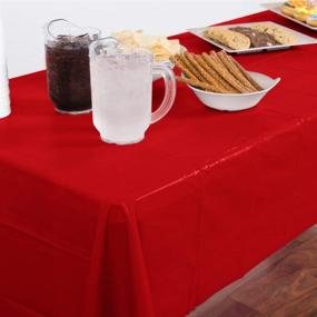 img 1 attached to 📦 Pack of 4ct Perfectware 54" x 108" Plastic Table Covers in Green and Red