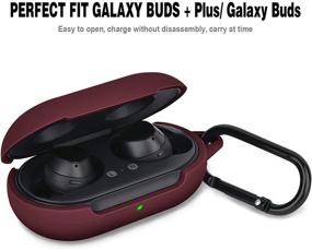 img 3 attached to 🔴 Премиум бордовый чехол из силикона AIRSPO для Galaxy Buds+/Buds - защитная кожа с карабином для ключей